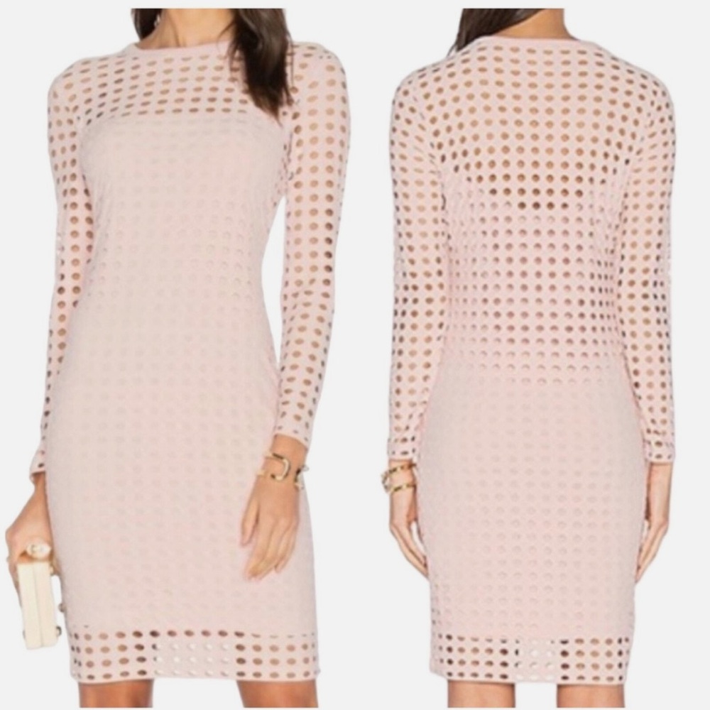 T BY ALEXANDER WANG NWT Cut-out Jersey Dress Size S Blush Pink Long Sleeve XS